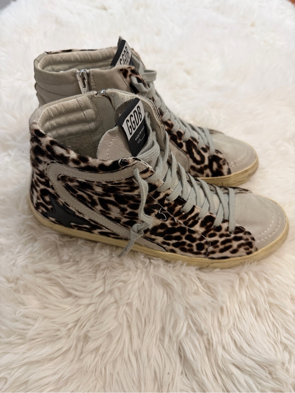 Golden Goose Slide High Top Sneakers
Leopard Print Size 40 US 10